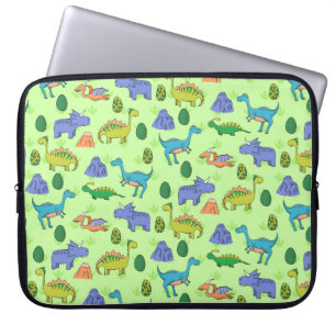 Housse Pour Ordinateur Portable Motif sans couture avec différents dinosaures mign