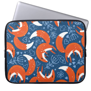 Housse Pour Ordinateur Portable Motif sans couture avec différents mignons renards