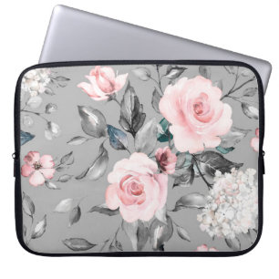 Housse Pour Ordinateur Portable Motif sans couture avec fleurs de printemps et feu