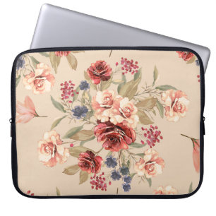 Housse Pour Ordinateur Portable Motif sans couture avec fleurs et feuilles. Floral