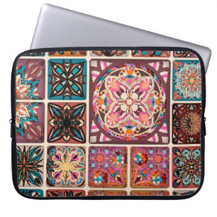 Housse Pour Ordinateur Portable Motif sans couture avec mandalas décoratives. Vint