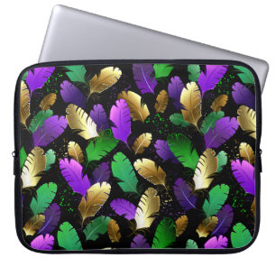 Housse Pour Ordinateur Portable Motif sans couture avec plumes de Mardi Gras