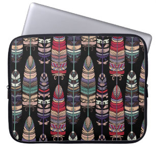 Housse Pour Ordinateur Portable Motif sans couture avec plumes d'oiseaux. L'art tr