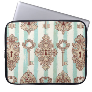 Housse Pour Ordinateur Portable Motif sans couture avec touches et verrous vintage