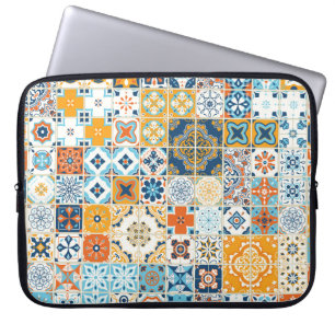 Housse Pour Ordinateur Portable Motif sans couture avec tuiles portugaises.