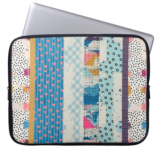 Housse Pour Ordinateur Portable Motif sans couture, carreaux patchwork.  (Devant)