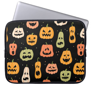 Housse Pour Ordinateur Portable Motif sans couture citrouille Halloween. Tirage à