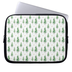 Housse Pour Ordinateur Portable Motif sans couture d'arbres de Noël à l'aquarelle