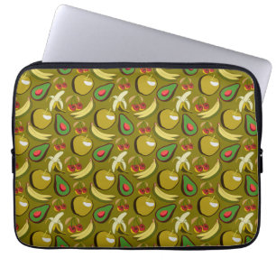 Housse Pour Ordinateur Portable Motif sans couture de fruits tropicaux jaune