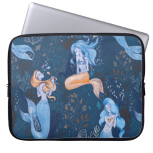 Housse Pour Ordinateur Portable Motif sans couture dessiné à la main de belle sirè