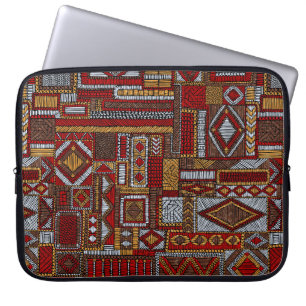 Housse Pour Ordinateur Portable Motif sans couture en style patchwork. E brodé