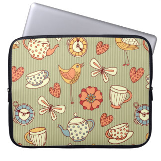 Housse Pour Ordinateur Portable Motif sans couture "fête du thé d'été"