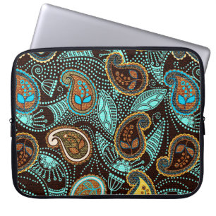 Housse Pour Ordinateur Portable Motif sans couture Paisley, effet de texture jean 
