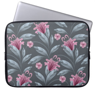 Housse Pour Ordinateur Portable Motif sans couture vintage Art floral. Maroon tran