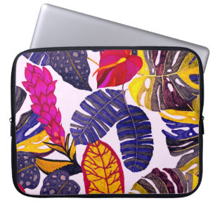 Housse Pour Ordinateur Portable Motif sans faille créative avec feuilles tropicaux