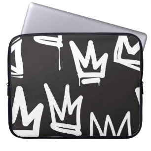 Housse Pour Ordinateur Portable motif sans faille. Mode noir et blanc gris
