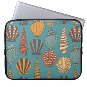 Housse Pour Ordinateur Portable Motif sans joint avec coquillages, icônes dessinée