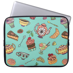 Housse Pour Ordinateur Portable motif sans soudure vintage avec gâteaux