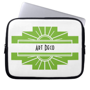 Housse Pour Ordinateur Portable Motif Sunburst Art déco en blanc et ordinateur por