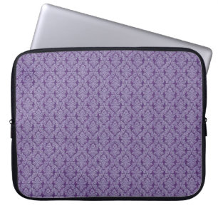 Housse Pour Ordinateur Portable Motif textile vintage pourpre damassé ornement