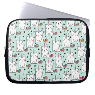 Housse Pour Ordinateur Portable Motif tiré par la main mignon de chat de licorne