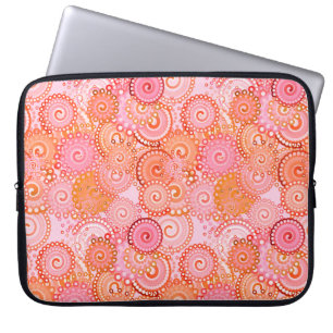 Housse Pour Ordinateur Portable Motif tourbillon fractal, corail et rose