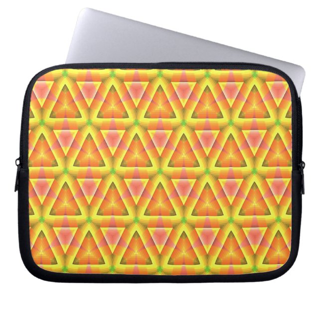 Housse Pour Ordinateur Portable Motif Triangle Jaune Doré (Devant)