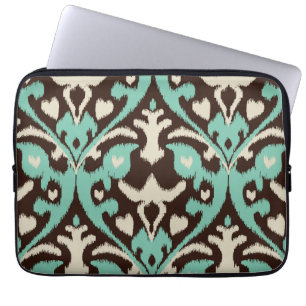 Housse Pour Ordinateur Portable Motif tribal de turquoise d'ikat audacieux moderne