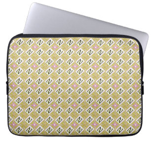 Housse Pour Ordinateur Portable Motif tribal géométrique olive et magenta moderne