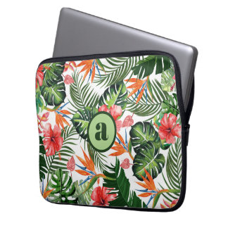 Housse Pour Ordinateur Portable Motif tropical personnalisé avec monogramme 