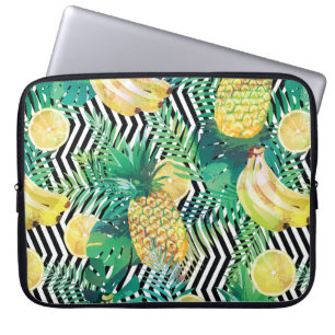 Housse Pour Ordinateur Portable Motif tropical sans voile avec bananes citrons pal