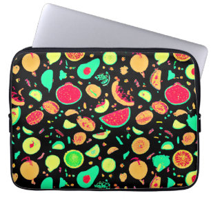 Housse Pour Ordinateur Portable Motif vibrant de fruits de néon