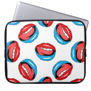 Housse Pour Ordinateur Portable Motif vintage avec badge de caricature avec lèvre