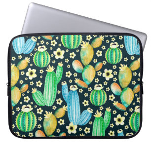 Housse Pour Ordinateur Portable Motif vintage avec succulents. Cactus aquarelle
