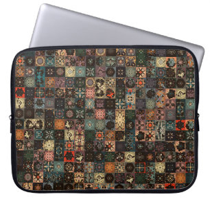 Housse Pour Ordinateur Portable Motif vintage coloré sans couture avec fleurs et