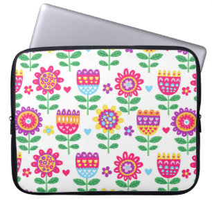 Housse Pour Ordinateur Portable motif vintage coloré transparent avec fl gai
