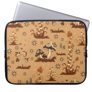 Housse Pour Ordinateur Portable Motif Vintage sans couture avec des champignons br