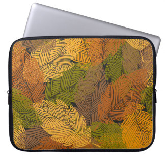 Housse Pour Ordinateur Portable motif vintage transparent avec feuilles en col jau