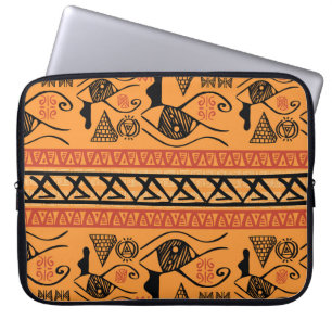 Housse Pour Ordinateur Portable Motif Vintage Tribal Égyptien À Rayures.