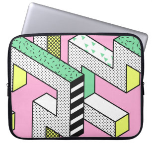 Housse Pour Ordinateur Portable Motifs Abstraits Memphis sans joint avec géométrie