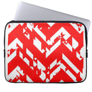 Housse Pour Ordinateur Portable Motifs de zigzag rouge et blanc