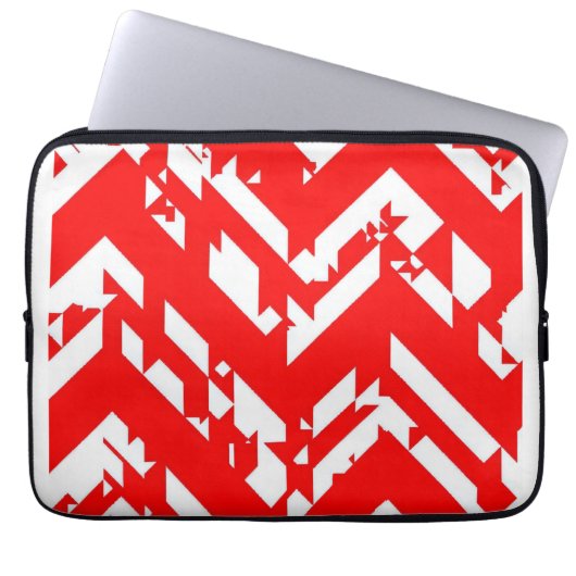Housse Pour Ordinateur Portable Motifs de zigzag rouge et blanc (Devant)