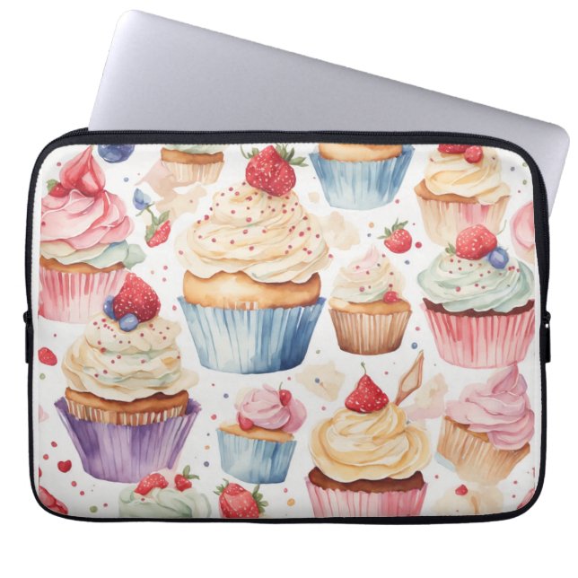 Housse Pour Ordinateur Portable Motifs numériques Cream et Cupcake (Devant)