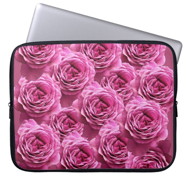 Housse Pour Ordinateur Portable Motifs rose roses et violets (Devant)