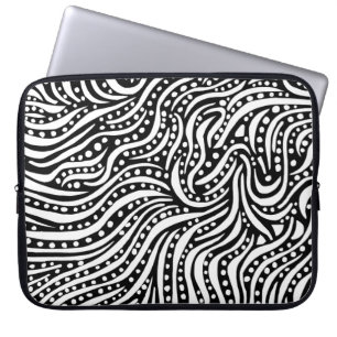 Housse Pour Ordinateur Portable Motion sur l'eau - Blanc sur Noir