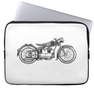 Housse Pour Ordinateur Portable Moto Vintage Rétro _ J'Aime Ma Moto