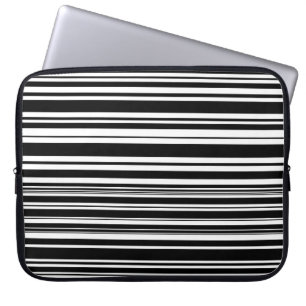 Housse Pour Ordinateur Portable Multitudes de rayures noires et blanches irréguliè