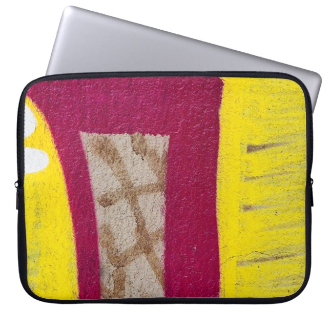 Housse Pour Ordinateur Portable Mur jaune et rose (Devant)