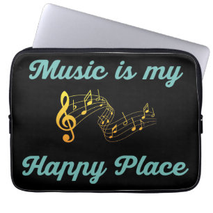 Housse Pour Ordinateur Portable Musique Art Musique Est Mon Endroit Heureux