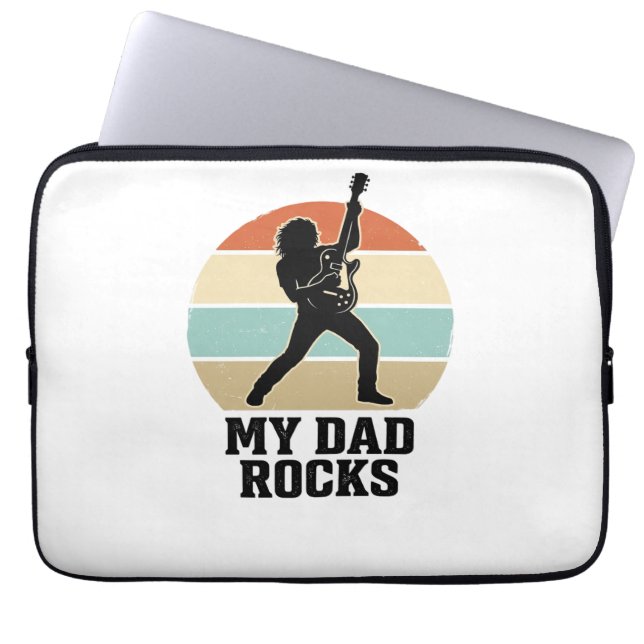 Housse Pour Ordinateur Portable My Dad Rocks Vintage Guitar Sunset Shirt Design_1 (Devant)